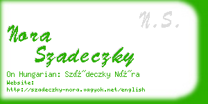 nora szadeczky business card